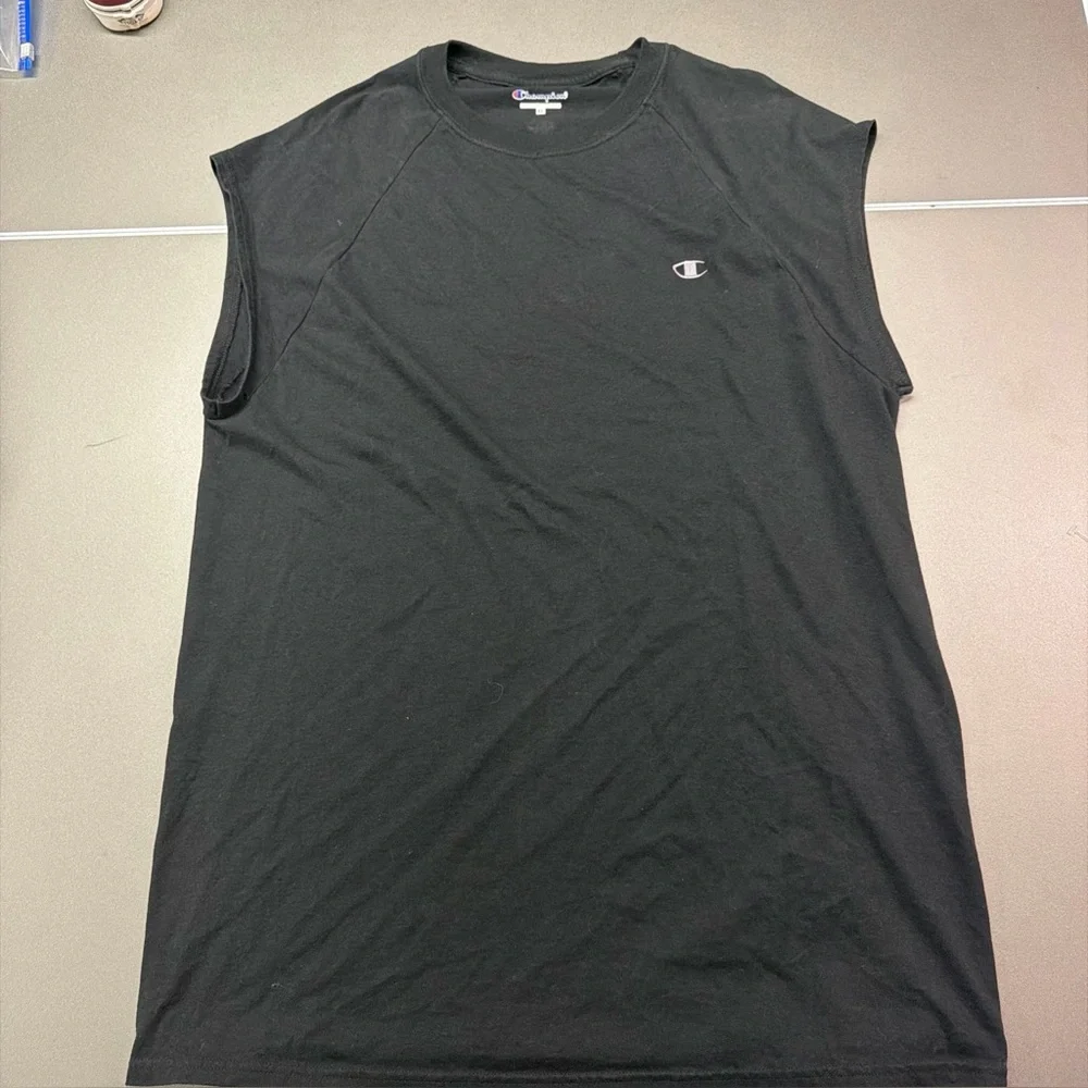 CHAMPION T-Shirt Men's XL black sleeveless Athletic Activewear 100% Cotton
